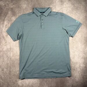 Devereux Men L Striped Golf Polo Shirt Teal Rio Verde Country Club Performance